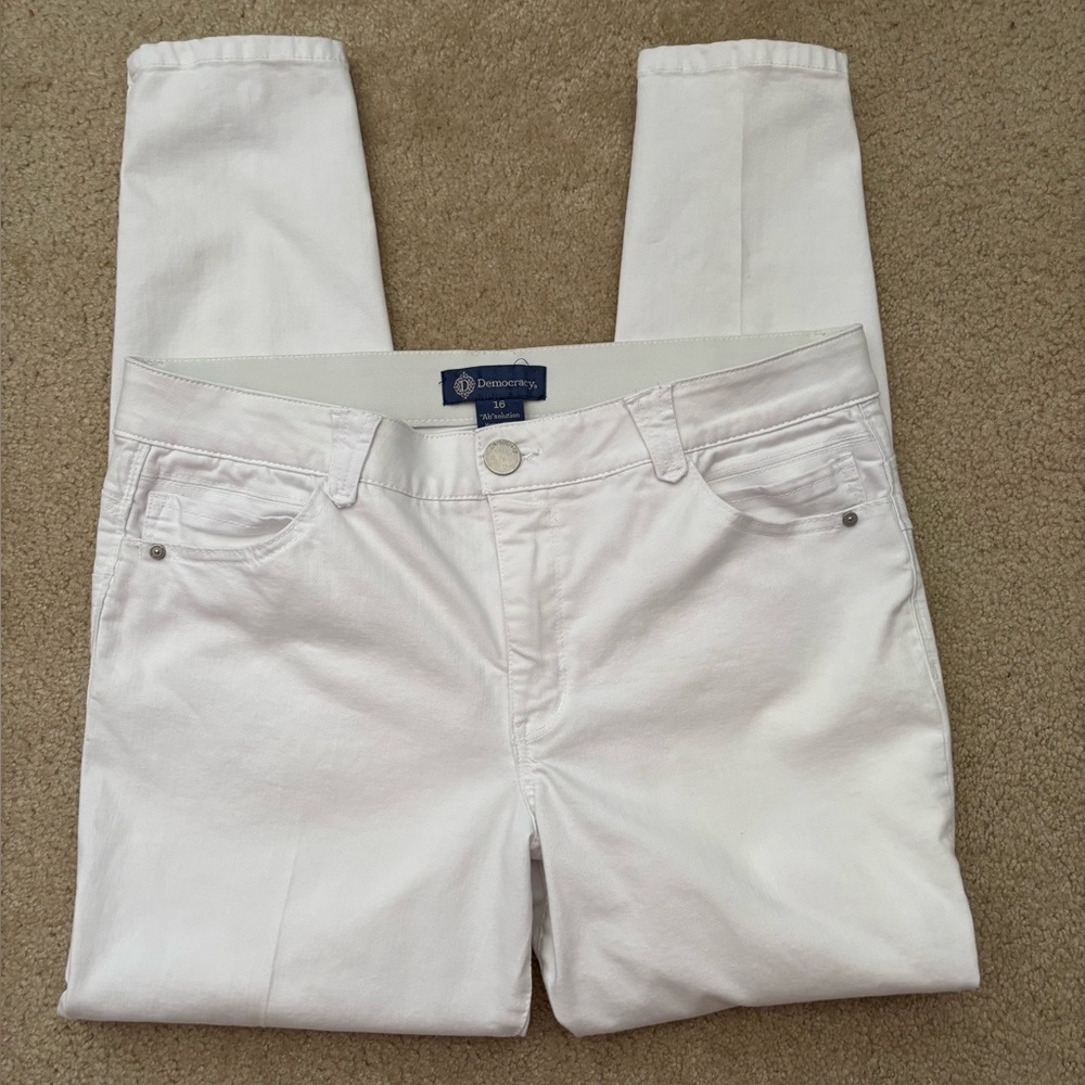 Democracy Ab Solution White Straight Leg Jeans Size 16 | Sculpting Stretch Denim - Picture 3 of 7